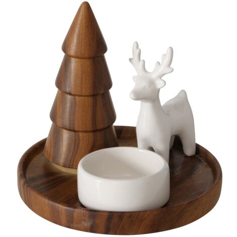Bougeoir avec sapin et figurine SKANDO, hauteur 12 cm (1/4)