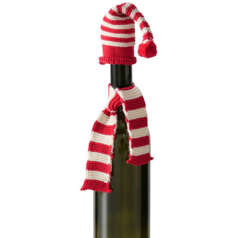 2 Pièces Housse De Bouteille De Noël Tricotée - Protection Festive Rouge