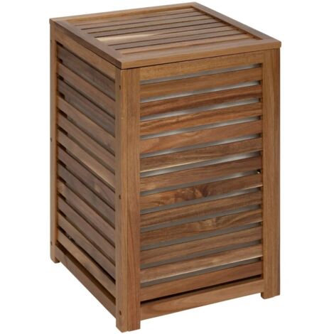 5Five Simply Smart – Panier à linge en acacia 65L – Dimensions 40,3x40,3x60 cm – Couvercle ventilé pour circulation d'air – Sac intérieur pour transport