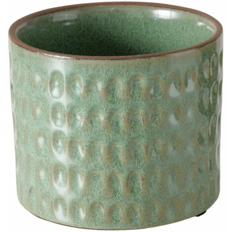 Pot En Céramique Rustique Dégradé Ocre Jaune-brun – Cache-pot 13 Cm De Haut, 14 Cm De Diamètre