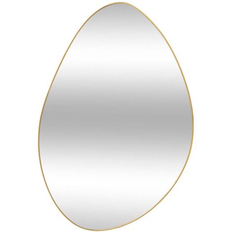 Atmosphera – Miroir sur pied organique doré 60x40cm – Verre durable, cadre MDF renforcé – Installation verticale/horizontale facile