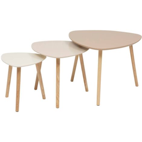 Atmosphera – Tables gigognes en MDF et bois d'hévéa – Design moderne – Empilables pour gain de place – Dimensions variées pour petits espaces