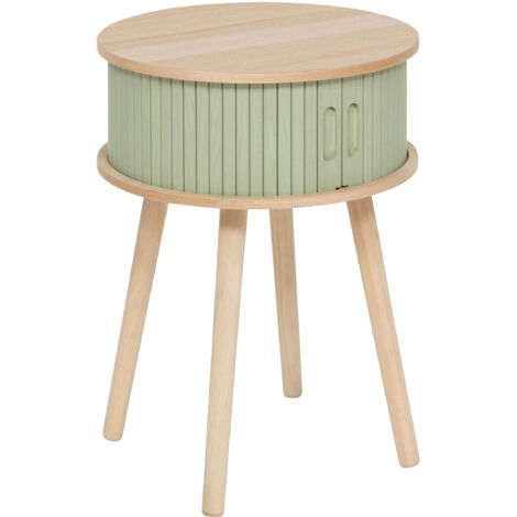 Atmosphera – Table de chevet 2 portes coulissantes – Dimensions L. 40 x P. 40 x H. 54 cm – MDF E1 et bois de frêne – Étagère réglable en hauteur (1/6)