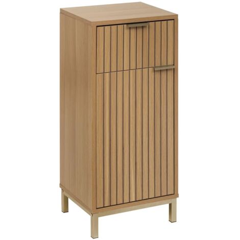 5Five Simply Smart – Meuble de rangement salle de bain bas 2 portes – Dimensions 33 x 28 x 80 cm – MDF mélaminé beige – Tiroir et étagère réglable (1/7)