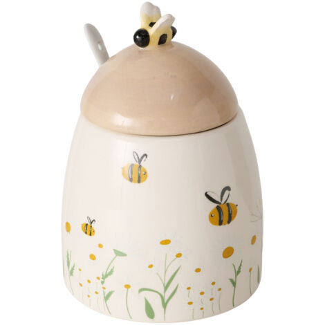 Sucrier En Céramique Élégant Avec Couvercle Et Cuillère – Motif Rayures Blanches – Pullmer, Idéal Pour Table Et Cuisine