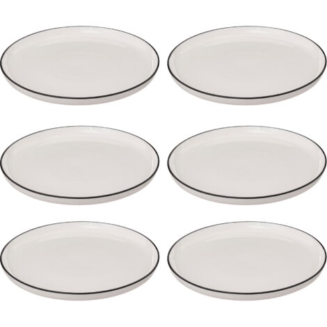 Bonna Madera - Lot De 6 Assiettes à Dîner Porcelaine 27 Cm - Vert Mint Cuivré - Horeca Résistant