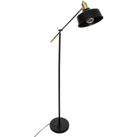 Atmosphera – Lampadaire arc en métal noir et doré H 155 cm – Abat-jour en forme de fleur – Finition élégante pour salon et bureau