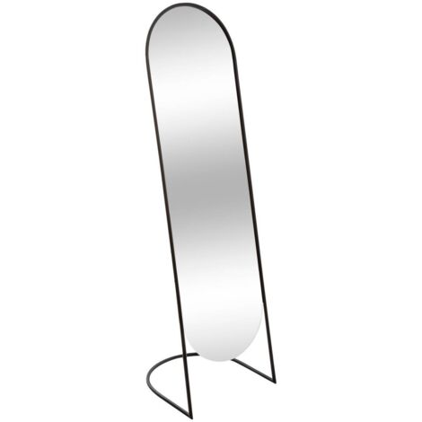 Atmosphera – Miroir sur pied noir 39x40cm H140cm en métal et verre – Pour salons et chambres – Installation facile et stable
