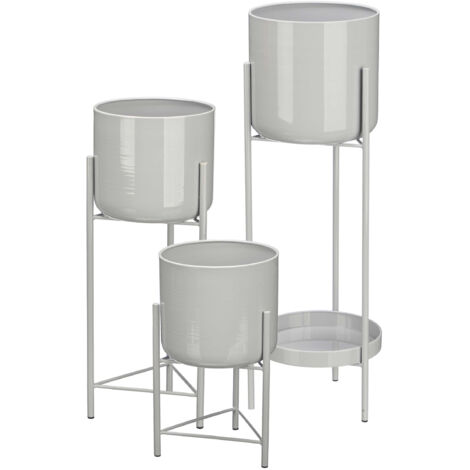 Ensemble de pots de fleurs de différentes tailles, métal, 3 pièces. (1/5)