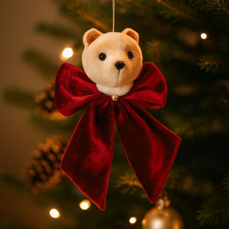 Grand Nœud Festif En Velours Conçu Pour Les Arbres De Noël Et Les