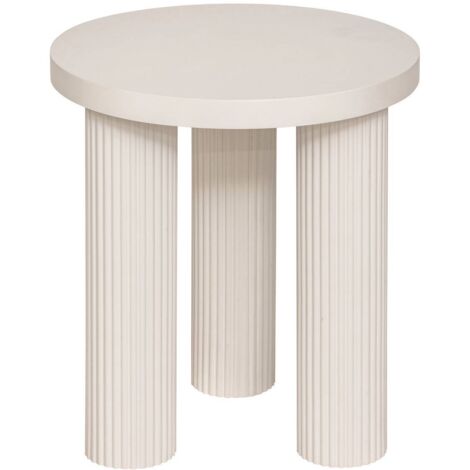 Atmosphera – Table à café ronde D40 crème – Bois MDF – Hauteur 45 cm – Design moderne avec pieds cannelés – Pour intérieur contemporain (1/6)