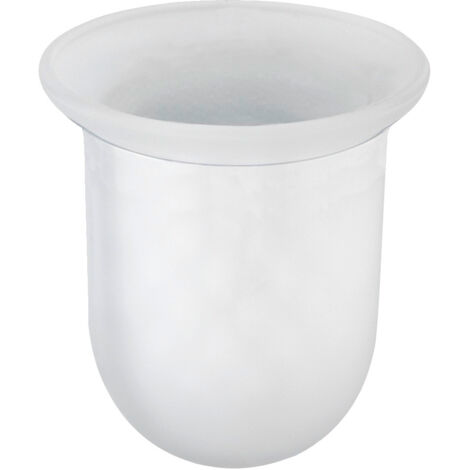 Porte Brosse WC WENKO, Accessoires toilettes, Récipient de rechange pour brosse WC, Diamètre maximal de 7,5 cm, Verre haut de gamme, 11 x 11,2 cm, Blanc