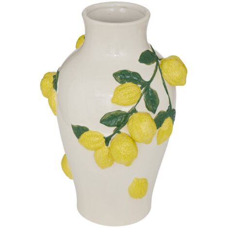 Vase Fruity Citrons 22,5x20x32,6cm Blanc - Atmosphera créateur d'intérieur