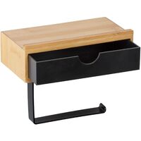 Porte-papier hygiénique BAMBUSA avec tiroir en bambou, noir, Wenko