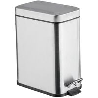 Wenko – Poubelle de salle de bain rectangulaire 5 l en acier inoxydable mat – Couvercle et pédale pour ouverture facile – Design moderne