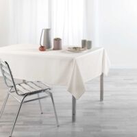 Nappe rectangulaire 140 x 250 cm – Chambray Uni Enduit – Newton Crème