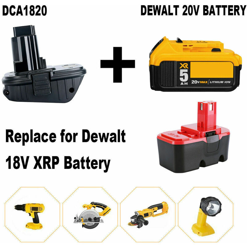 20V Battery Adapter DCA1820 for Dewalt 18V Tools, Convert for Dewalt 20V  Lithium Battery DCB205 for Dewalt 18V NiCad & NiMh Battery Tools DC9096  DW9096 DC9098 DC9099 DW9099,Black 