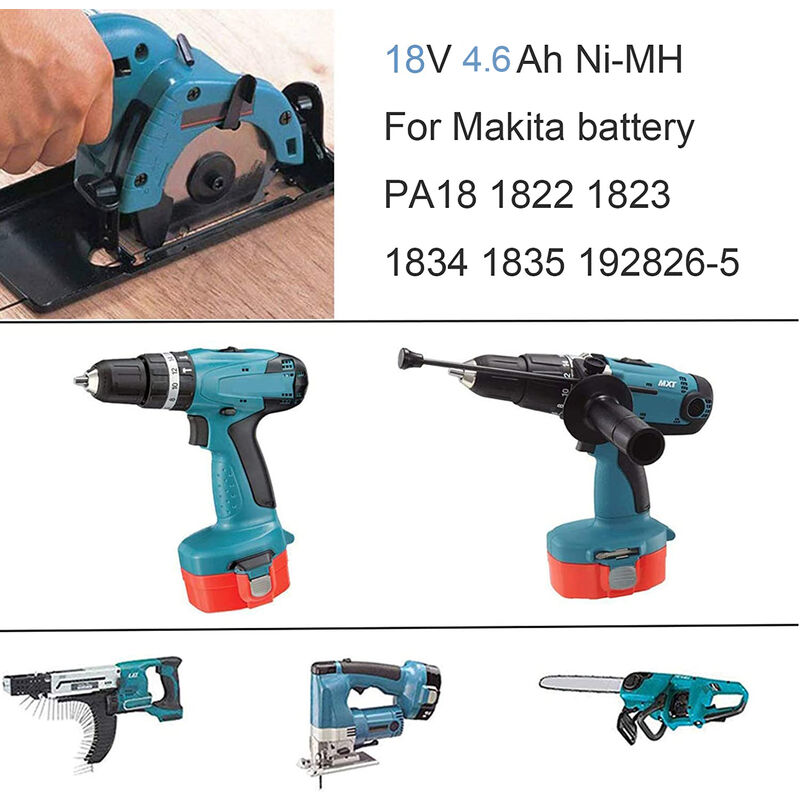 For Makita 18V Battery 1822 | Ni-Mh Replacement Battery Compatible for  Makita 1823 1833 1834 1835 1835F 2 Pack