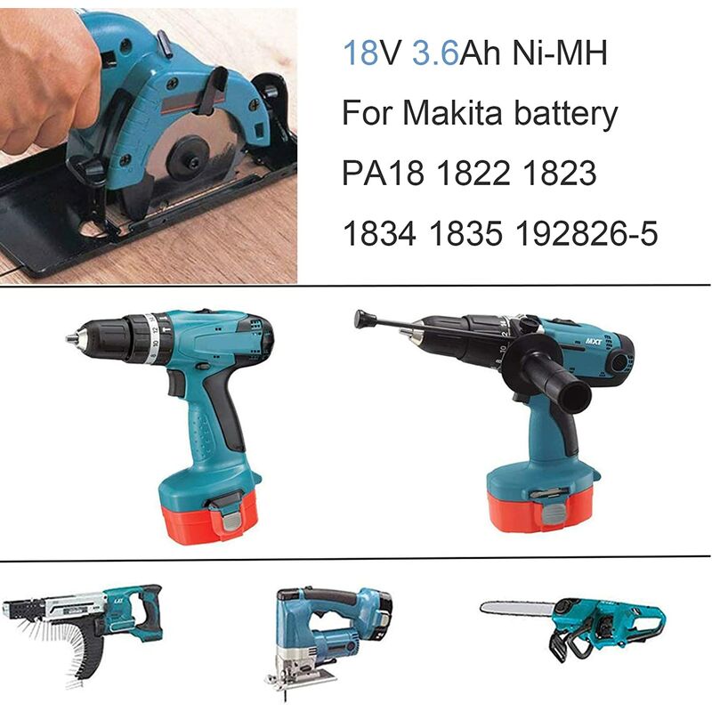 18V 4.8Ah Ni-MH Battery Replacement for Makita PA18 1834 1822 1823