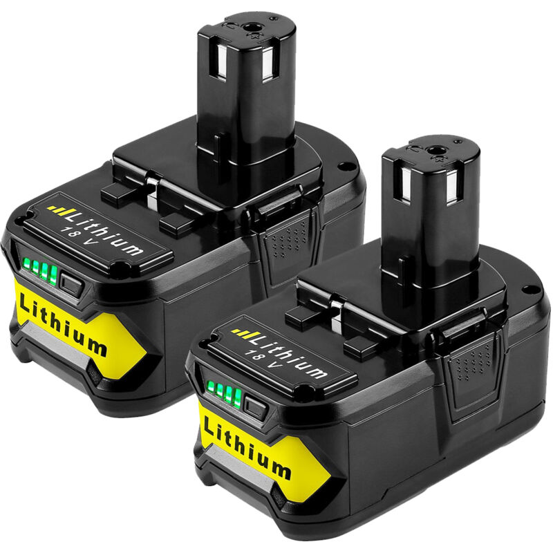 2-Pack Ryobi 18V Battery Replacement - Compatible with Ryobi P100, P501,  P300, P3200, P230, P700, P600, P530, P510, P250, P221, P521, P200, P240