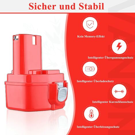Battery for Makita 12V Battery 4.8Ah Ni-Mh 12V 1220 1222 PA12 1233S 1234 1233 1235 1235B 1235F 192696-2 192698-8 192698-A 1931 38-9 193157-5 6317D 6271D 6270D 4Pack