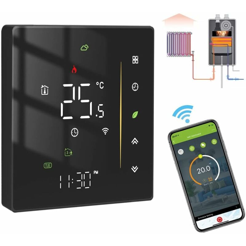 WiFi Smart Thermostat Programmable Temperature Controller for Gas Boiler  Heating, Tuya/Smart Life Remote Control, Alexa Google Voice Control, Save  Energy and Costs, 2.4GHz WiFi Only-Gas Boiler Heating