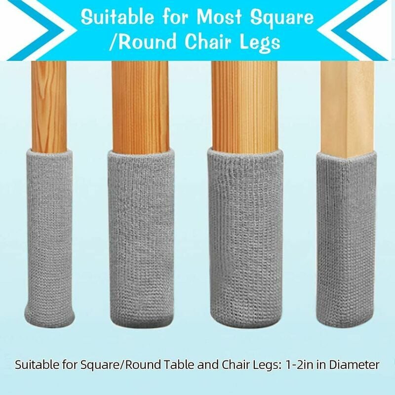 24 PCs Knitted Chair Leg Protectors for Hardwood Floors, Double Thickness  Built-in Silicone Non-slip with Felt Bottom High Elastic Furniture Feet  Socks Caps Covers Pads Scratching & Reduce Noise,Brown 