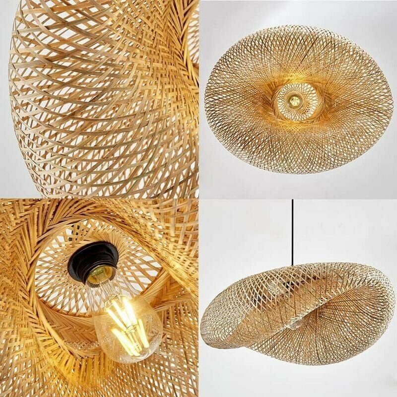 E27 Contemporary Natural Bamboo Ceiling Hanging Pendant Lights Handmade Bamboo Chandeliers Light - View #10