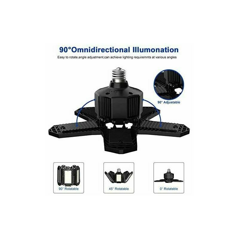YIQIBRO Garagelamp, led, 200 W, 4 stuks, 20.000 lm, 6500 K, vervormbare led-werkplaats, plafondlamp met 7 1 verstelbare panelen, werkplaatslamp, garageverlichting voor kelder, winkel, werkplaats en