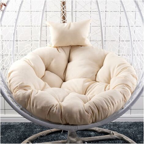 New Swing Chairs Cushions Soft Hanging Basket Seat Chair Pads With Pillow Hanging Egg Chair Cushion Only 15cm Thick Indoor Outdoor Patio Yard Garden Back Cushion ( Color : Beige , Size : Diameter: 105