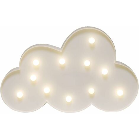 Cloud Shaped LED Night Light Battery Operated LED Girls Light Sign Decorative Table Lamps for Baby Children Bedroom Party Accessories(White) (1/5)