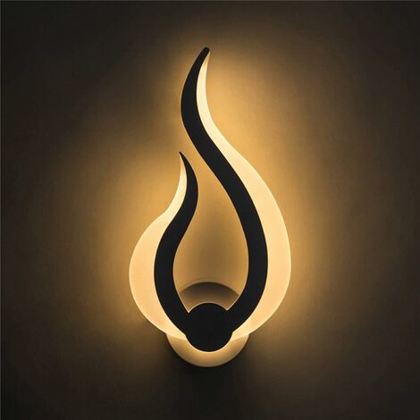 Flame wall lamp, LED wall light, wall lights, interior modern minimalist, acrylic lampshade, bathroom/bedroom/living room/hallway, Easter decoration, wall lighting, black and warm light [Energy Class (1/5)