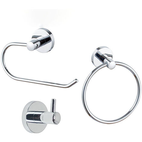 Toilet paper holder set, bathroom accessories include toilet paper holder, towel ring, coat hook (1/5)