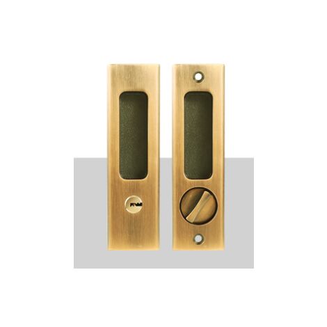 Pocket Door Handle With Key Sliding Door Lock Key  Recessed Door Handle 160mm(brass)