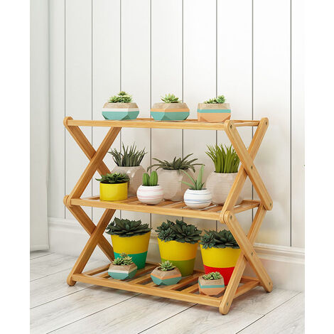 3-Tier Shoe Rack, Foldable Bamboo Shoe Rack, Suitable for Home, Living Room, Balcony 50cm Length (1/5)