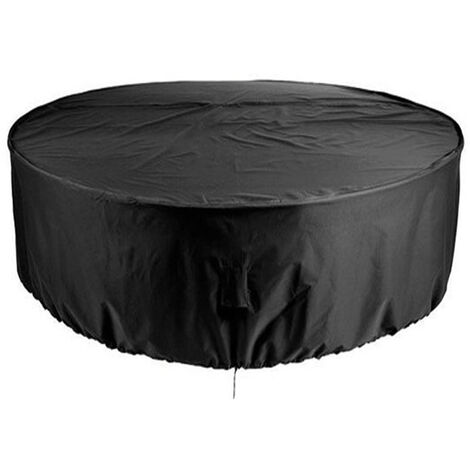 Garden Table Cover Round Furniture Cover Circular, Round Patio Furniture Covers, Waterproof Black Ø120x75CM
