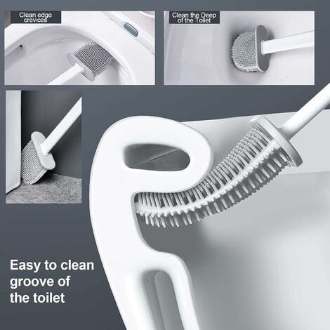 Toilet Brush & Holders，Silicone Toilet Brush，Deep Cleaner Toilet Brushes & Holders White