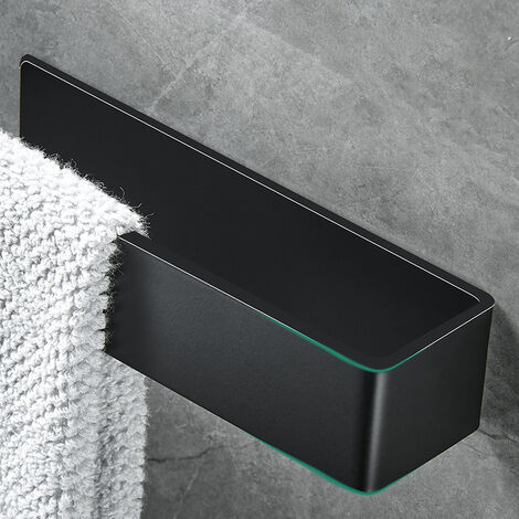 Hand Towel Holder Towel Ring Self Adhesive Towel Rail for Bathroom, Stainless Steel(small, black)