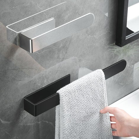 Hand Towel Holder Towel Ring Self Adhesive Towel Rail for Bathroom, Stainless Steel(small, black)