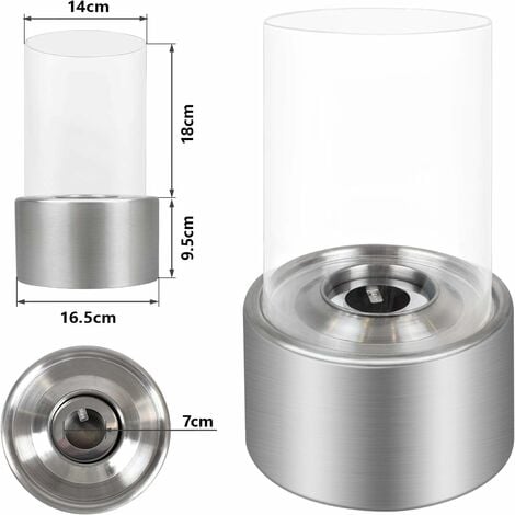 Tabletop Bio Ethanol Fireplace with Cylindrical Glass-Blanc