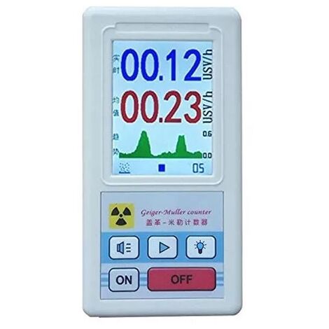 Handheld Geiger Counter Nuclear Radiation Detector, Professional High Accuracy Nuclear Radiation Meter Beta Gamma X Ray Data Tester Marble Dosimeter，White