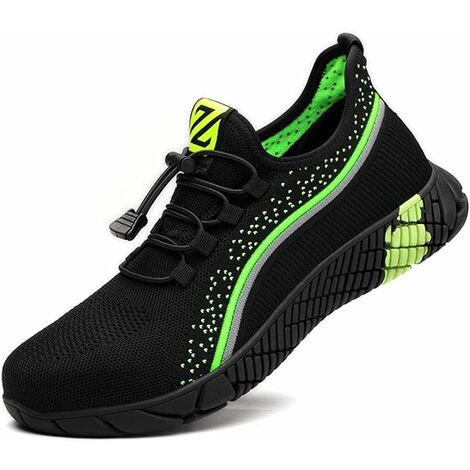 Steel Toe Safety Shoes for Men, Lightweight Work Shoes, Utility Shoes for Women, Wide Fit Safety Shoes, Saftybrand Brand Trainers for Men in UK，Green Black,Size 44