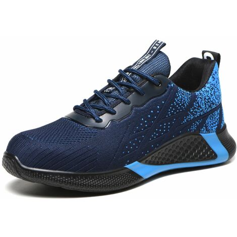 Lightweight Safety Shoes for Men and Women with Steel Toe Cap Work Shoes Safety Shoes Industrial and Construction Sneakers Blue，Size 41