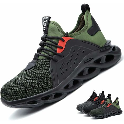 Safety Shoes Lightweight Men Women - Breathable Flying Puncture Proof Sneakers Work Shoes Steel Toe Cap Construction Shoe,Green-39