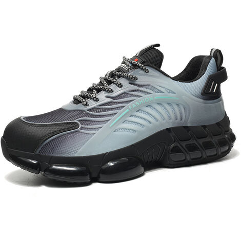 Safety Trainers Men Women Steel Toe Cap Trainers Safety Shoes with Air Cushion Comfortable Work Trainers,Black gray,41
