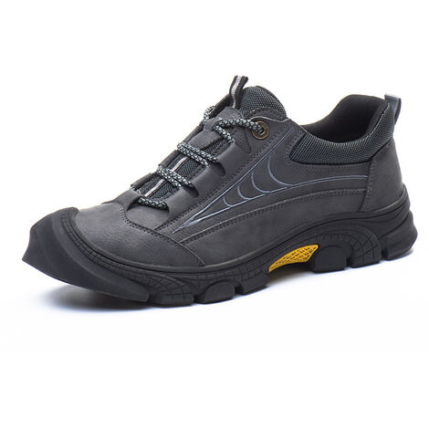 Men's Safety Shoes Lightweight Steel Toe Sneakers Puncture Resistant Work Utility Shoes, Gray, Size: 36