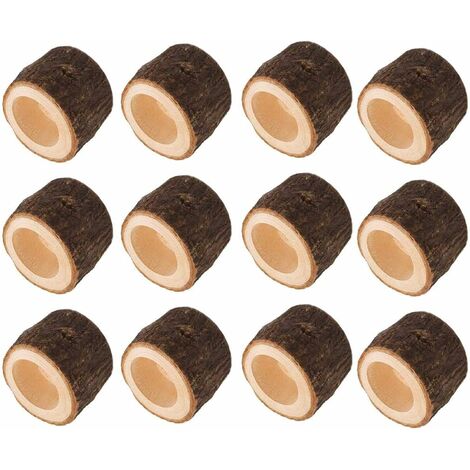 12 Pack Wooden Tea Light Holders for Centerpiece, Halloween, Christmas, Party, Valentine's Day, Home Decor (6 x 4.2cm) (1/5)