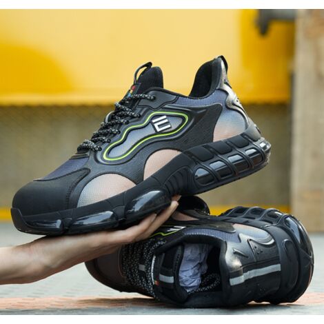 Safety Trainers Men Women Steel Toe Cap Trainers Safety Shoes with Air Cushion Comfortable Work Trainers,Black,44