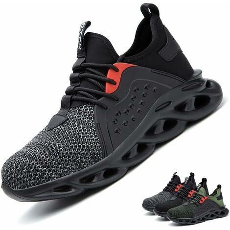 Safety Shoes Lightweight Men Women - Breathable Flying Puncture Proof Sneakers Work Shoes Steel Toe Cap Construction Shoe,Grey-39