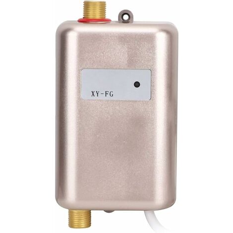 Mini Tankless Instant Hot Water Heater, Household Electric Dual-Use Kitchen Water Rapid Heating Machine for Kitchen Bathroom Washing with Indicator Light-Gold